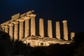 Temples in Agrigento night in Sicily Royalty Free Stock Photo