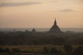 The temples of the Archaeological Zone in Bagan in the early morning sunlight. Myanmar (Burma). Royalty Free Stock Photo