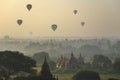 Temples of Bagan with hot air balloon. Myanmar (Burma)