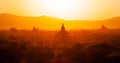 Temples of bagan at sunset, burma (myanmar) Royalty Free Stock Photo