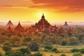 The temples of Bagan at sunset, Myanmar (Burma)