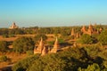 Temples in Bagan at sunset, Myanmar Royalty Free Stock Photo