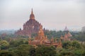 Temples in Bagan at sunset, Myanmar Royalty Free Stock Photo