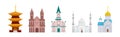 Temples and Place of Worship of Different Religion Vector Set