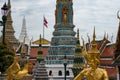 Temples, statues and stupas in the Grand palace of Bangkok, Thailand Royalty Free Stock Photo