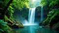 Templo Waterfall s cascading water, lush rainforest , hidden, stone, powerful Royalty Free Stock Photo