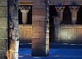 Tempo de Debod, Madrid, Spain, detail of the columns at night