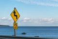 Tempo limit street sign, against the horizon and blue sky on a sunny day Royalty Free Stock Photo