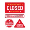 Temporarily closed signs set. Vector illustration. Royalty Free Stock Photo