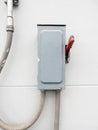 The temporary breaker on the white concrete wall Royalty Free Stock Photo