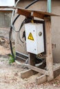 Temporary electrical panel on building site Royalty Free Stock Photo