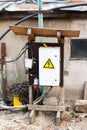 Temporary electrical panel on building site Royalty Free Stock Photo