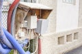 Temporary electrical panel on a building site Royalty Free Stock Photo