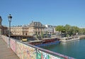 Temporary installation of street art on the Pont des Arts (Paris France). Royalty Free Stock Photo