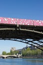 Temporary installation of street art on the Pont des Arts (Paris France). Royalty Free Stock Photo