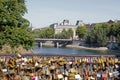 Temporary installation of street art on the Pont des Arts (Paris France). Royalty Free Stock Photo