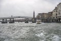 Temporary pedestrian bridge to san Michele island, Venice, Italy Royalty Free Stock Photo