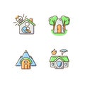 Temporary safe residence RGB color icons set Royalty Free Stock Photo