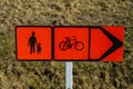Temporary sign showing alternate route for pedestrians and bicyclists..