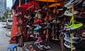 A temporary stall selling used shoes Royalty Free Stock Photo