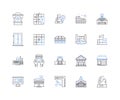 Temporary stay line icons collection. Transient, Sojourn, Respite, Lodging, Intermission, Pitstop, Stopover vector and