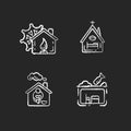 Temporary supportive housing chalk white icons set on black background