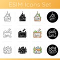 Temporary supportive housing icons set