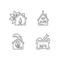 Temporary supportive housing linear icons set
