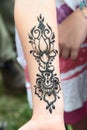 Temporary tattoo in henna, Royalty Free Stock Photo