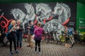 Temporary wall with graffiti painting by Stine Hvid in the centre of Copenhagen