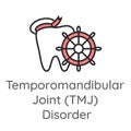 Temporomandibular Joint Disorder TMJ. Tooth with the ship wheel. Dental icon or illustration