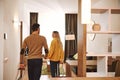 Temprorary appartment. Couple checking in their holiday rental apartment Royalty Free Stock Photo