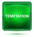 Temptation Neon Light Green Square Button