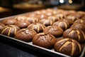 Tempting array chocolate cookies displayed for sale at local store