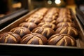 Tempting array chocolate cookies displayed for sale at local store