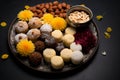 Tempting array A flat lay of delectable Indian desserts arranged on a plate