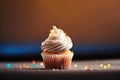 Tempting birthday cupcake with a flickering. ai generative