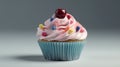 Tempting birthday cupcake showcased on a light background, ready to be devoured