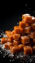 Tempting caramels on a dark backdrop, perfect for text placement