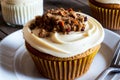 Tempting Carrot Cake Cupcake with Cream Cheese Frosting.AI Generated