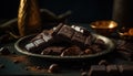 A tempting close up of a dark chocolate dessert slice generated by AI Royalty Free Stock Photo