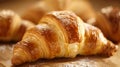 Tempting close up of a freshly baked french croissant delicious view of a fresh croissant