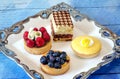 Tempting dessert tray of pastries