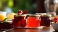 Tempting display of various fruit jams and preserves