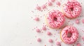 Tempting donuts on white backdrop for captivating and mouthwatering food photography