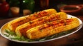 Tempting and mouthwatering grilled corn on the cob expertly prepared and delicious barbecue corn