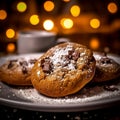 Tempting Plate of Freshly Baked Chocolate Chip Cookies