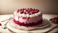 Tempting Raspberry Cake Photography.AI Generated Royalty Free Stock Photo