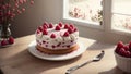 Tempting Raspberry Delight A National Raspberry Cake Day Celebration.AI Generated