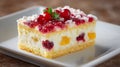 Tempting Red Currant Cake Slice on White Plate for Sweet Dessert Royalty Free Stock Photo